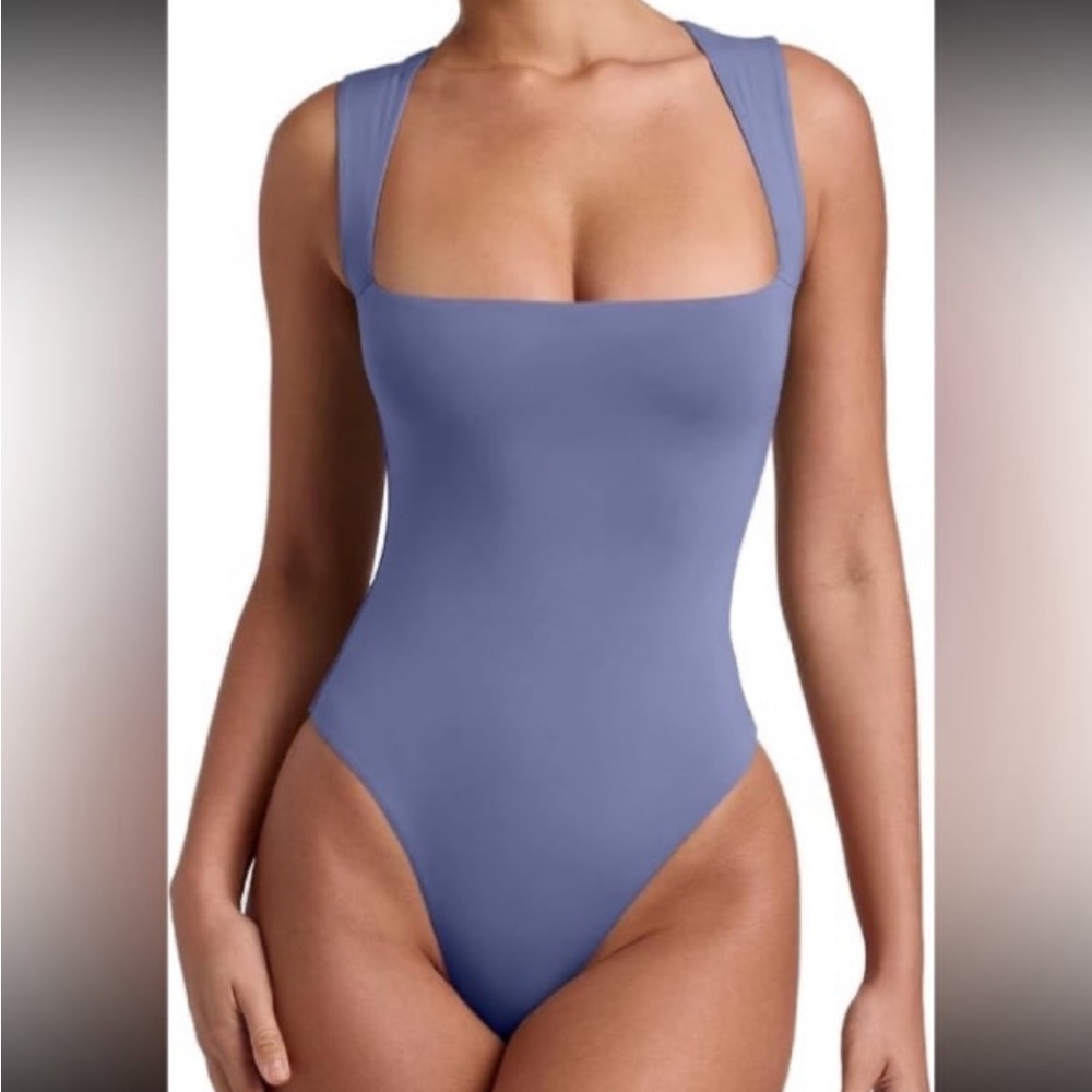 REORIA Butsmooth Women’s Sexy Sleeveless Square Neck Double Lined Bodysuit NWT M